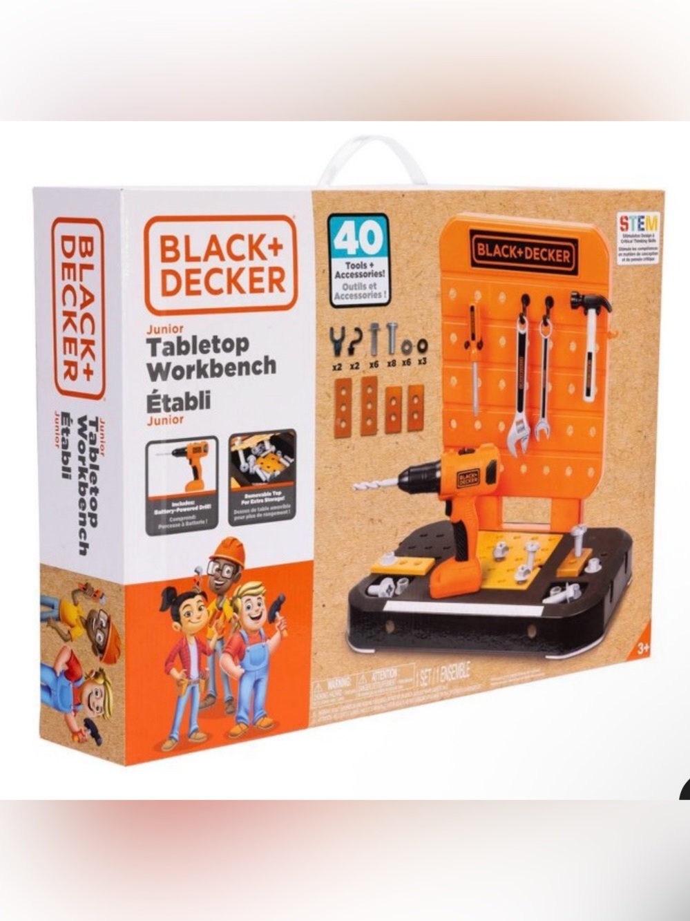 NIB Black + Decker Junior Tabletop Workbench Toy Set 40 Pc